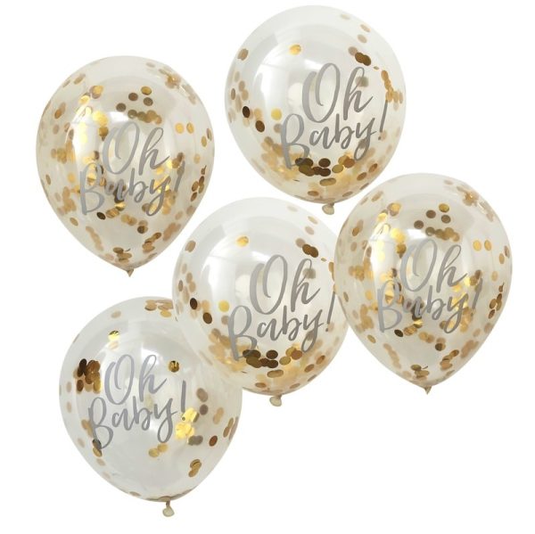 Buy Oh Baby Printed Gold Confetti Balloons