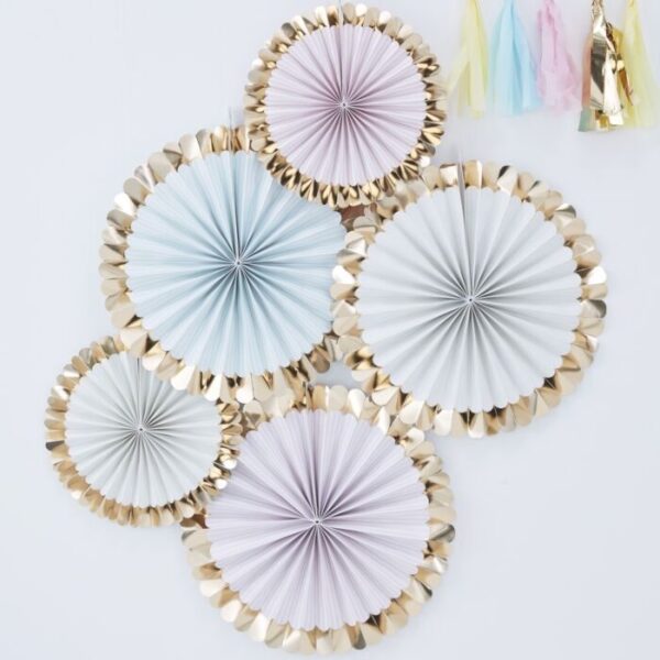 Pastel paper fan decoration gold foiled